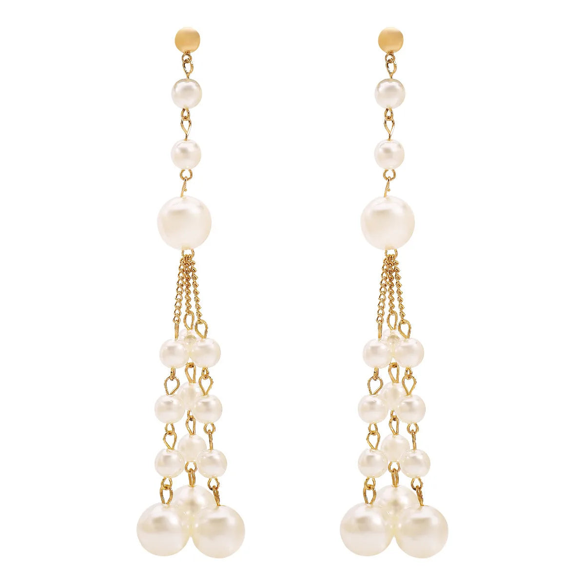 1 Pair Elegant Lady Streetwear Geometric Tassel Plating Artificial Pearl Alloy Drop Earrings