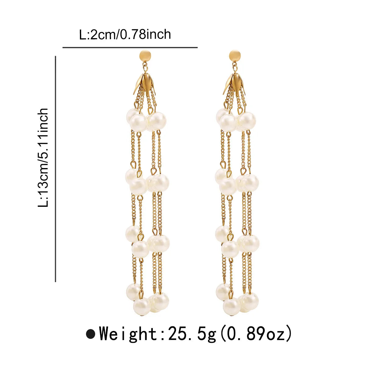 1 Pair Elegant Lady Streetwear Geometric Tassel Plating Artificial Pearl Alloy Drop Earrings