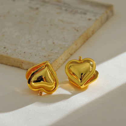 1 Pair Elegant Lady Streetwear Heart Shape Copper 18K Gold Plated Ear Clip