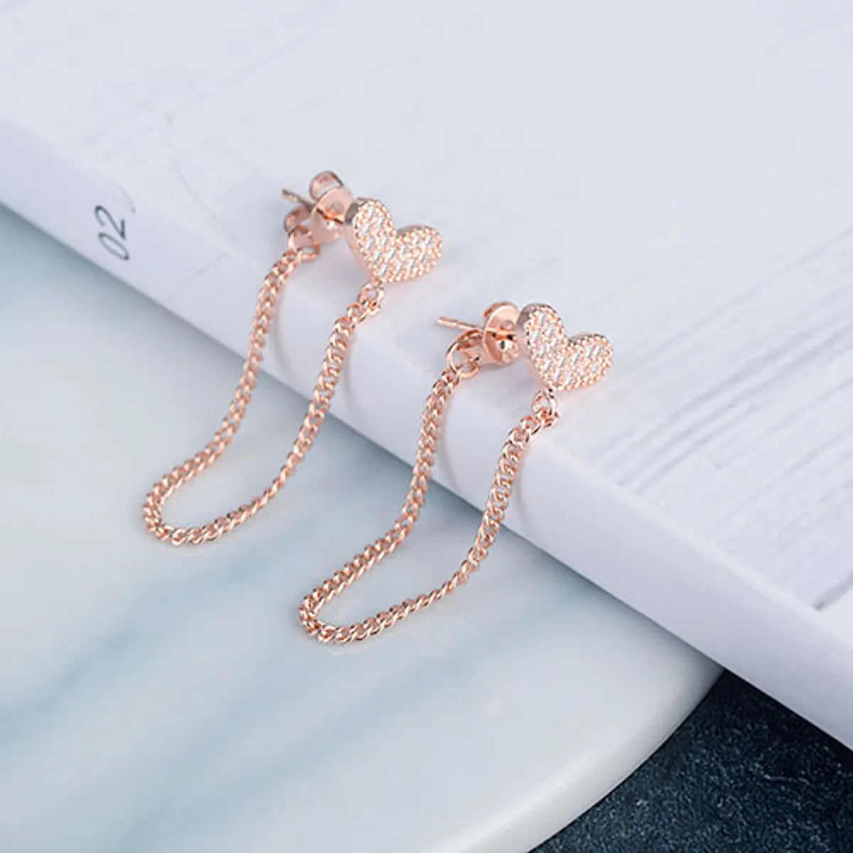 1 Pair Elegant Lady Streetwear Heart Shape Inlay Copper Zircon Drop Earrings