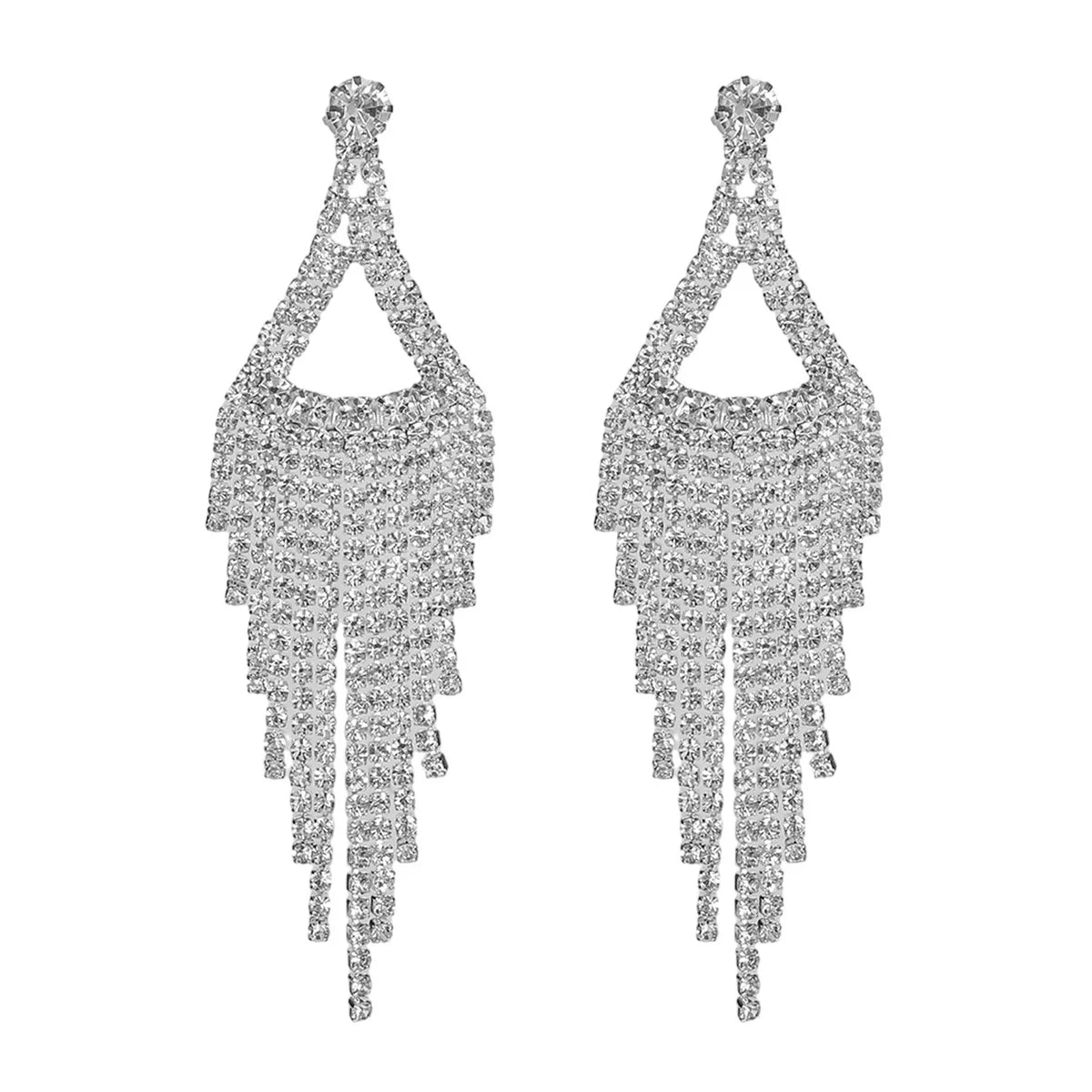 1 Pair Elegant Lady Streetwear Tassel Rhinestone Drop Earrings