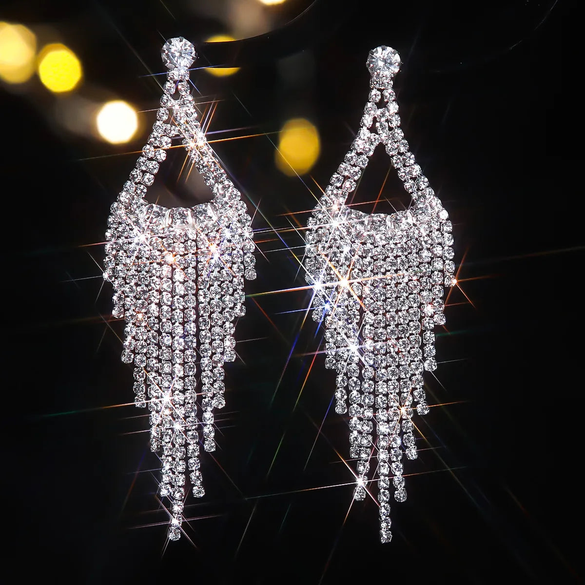 1 Pair Elegant Lady Streetwear Tassel Rhinestone Drop Earrings