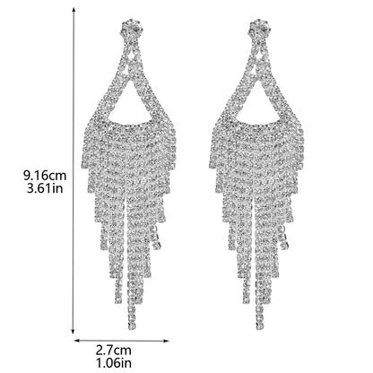 1 Pair Elegant Lady Streetwear Tassel Rhinestone Drop Earrings