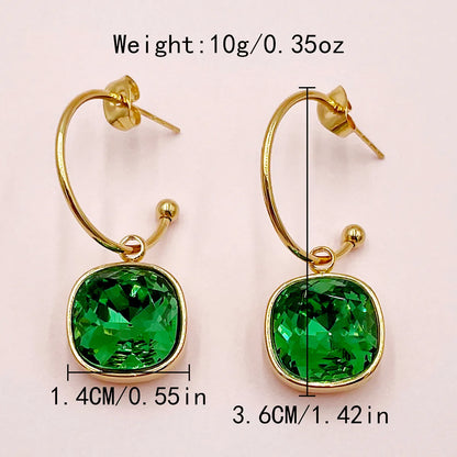 1 Pair Elegant Lady Sweet Square Polishing Plating Inlay Stainless Steel Zircon Gold Plated Drop Earrings