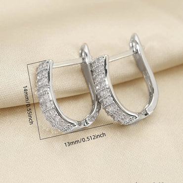 1 Pair Elegant Lady U Shape Plating Inlay Copper Rhinestones Hoop Earrings