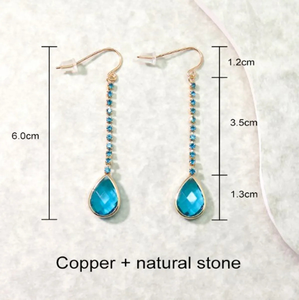 1 Pair Elegant Lady Water Droplets Inlay Copper Zircon Drop Earrings