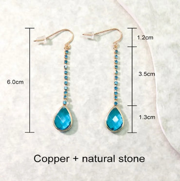 1 Pair Elegant Lady Water Droplets Inlay Copper Zircon Drop Earrings