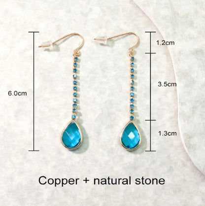 1 Pair Elegant Lady Water Droplets Inlay Copper Zircon Drop Earrings