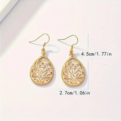 1 Pair Elegant Lady Water Droplets Monogram Alloy Drop Earrings