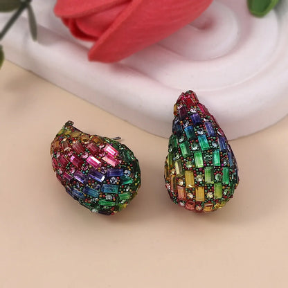 1 Pair Elegant Lady Water Droplets Plating Inlay Zinc Alloy Glass Ear Studs