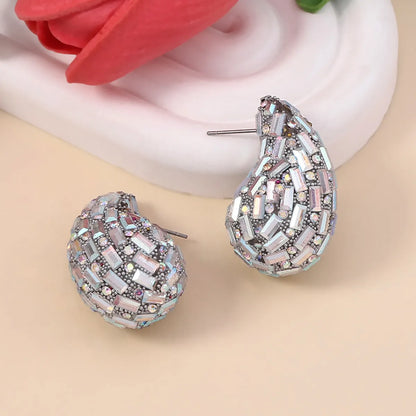 1 Pair Elegant Lady Water Droplets Plating Inlay Zinc Alloy Glass Ear Studs