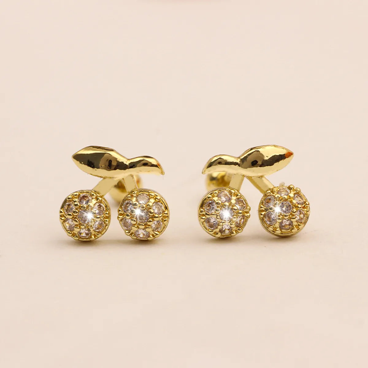 1 Pair Elegant Leaf Crown Plating Copper Zircon Ear Studs