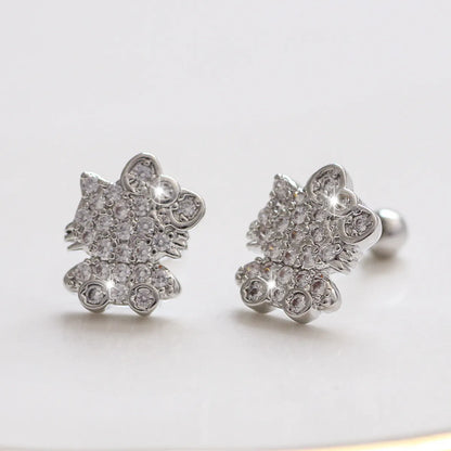 1 Pair Elegant Leaf Crown Plating Copper Zircon Ear Studs