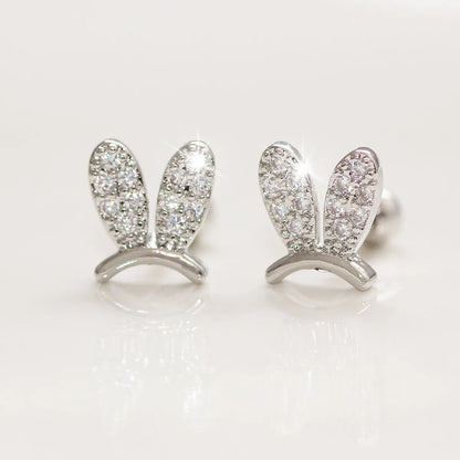 1 Pair Elegant Leaf Crown Plating Copper Zircon Ear Studs