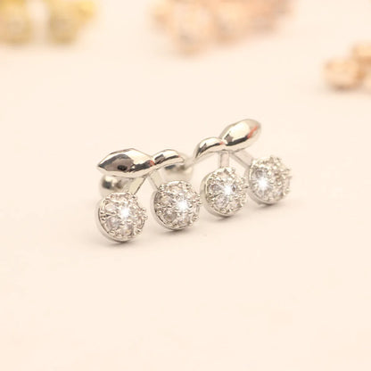 1 Pair Elegant Leaf Crown Plating Copper Zircon Ear Studs