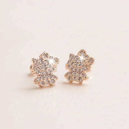 1 Pair Elegant Leaf Crown Plating Copper Zircon Ear Studs