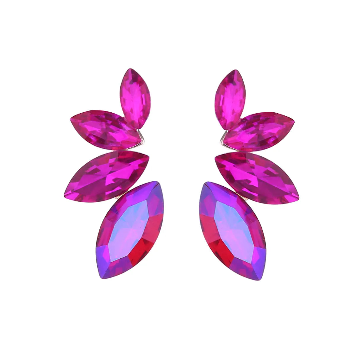 1 Pair Elegant Leaf Rhinestone Ear Studs