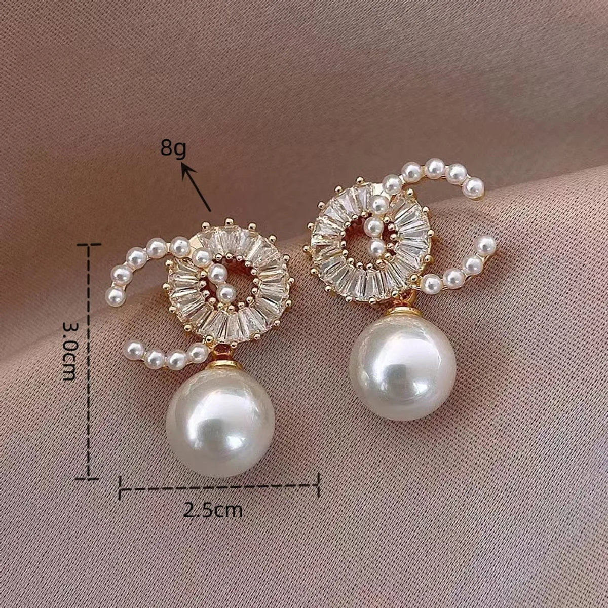 1 Pair Elegant Letter Plating Inlay Imitation Pearl Copper Zircon 18k Gold Plated Drop Earrings