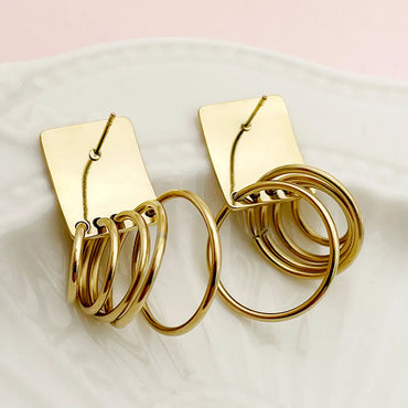 1 Pair Elegant Luxurious Artistic Round Polishing Plating Stainless Steel Gold Plated Ear Studs