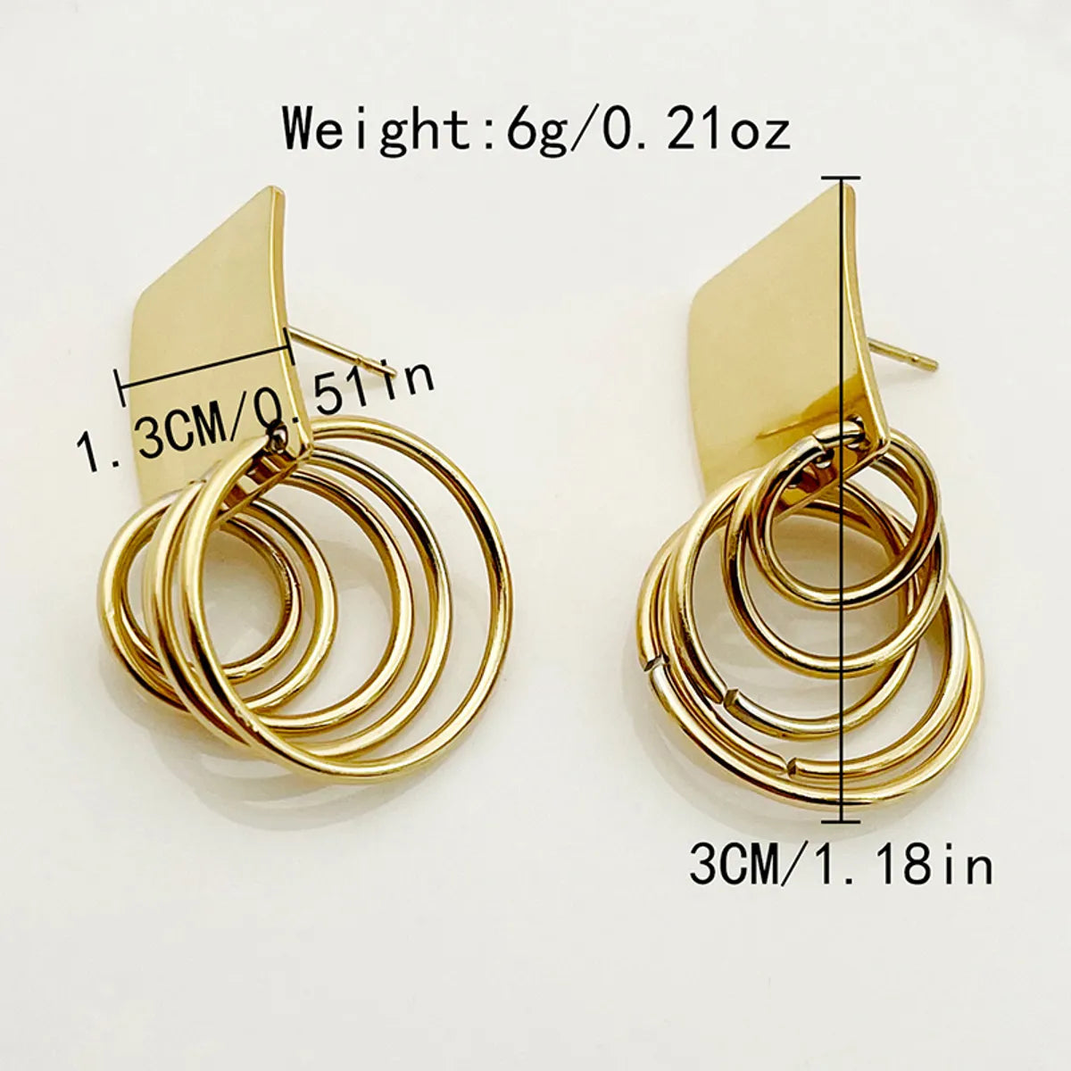 1 Pair Elegant Luxurious Artistic Round Polishing Plating Stainless Steel Gold Plated Ear Studs