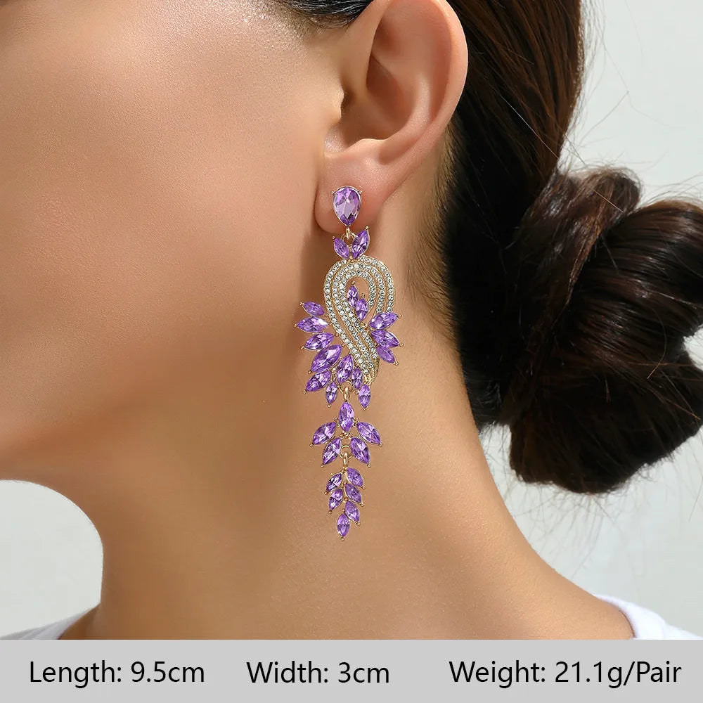 1 Pair Elegant Luxurious Bohemian Round Petal Plating Inlay Copper Alloy Zinc Alloy Rhinestones Glass Drop Earrings