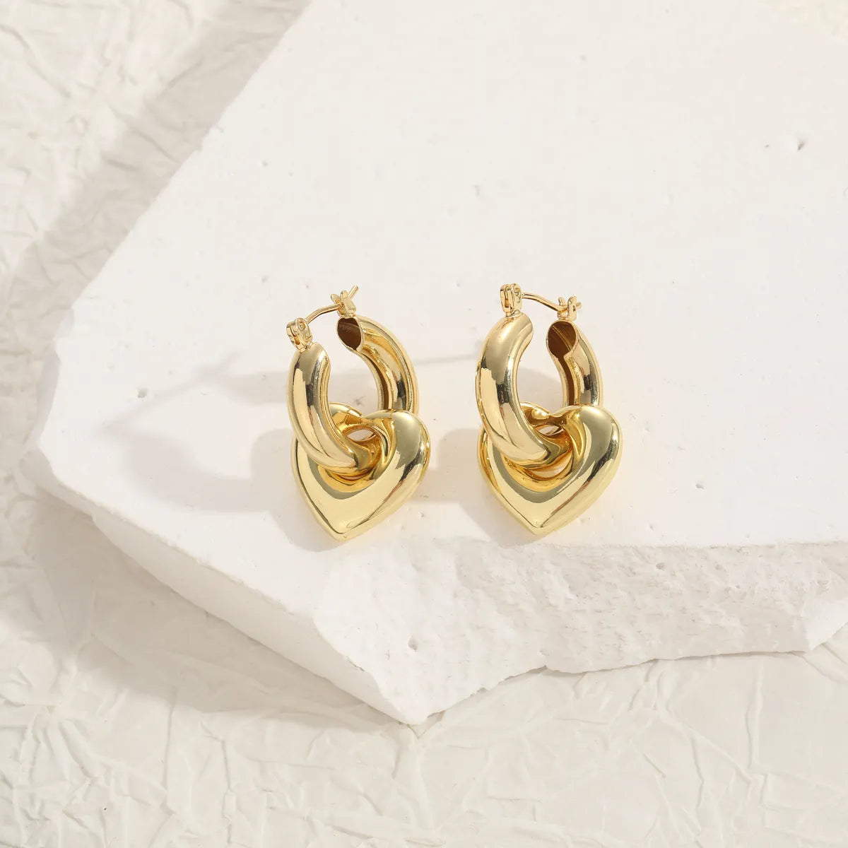 1 Pair Elegant Luxurious Classic Style Heart Shape Plating Copper 14k Gold Plated Drop Earrings