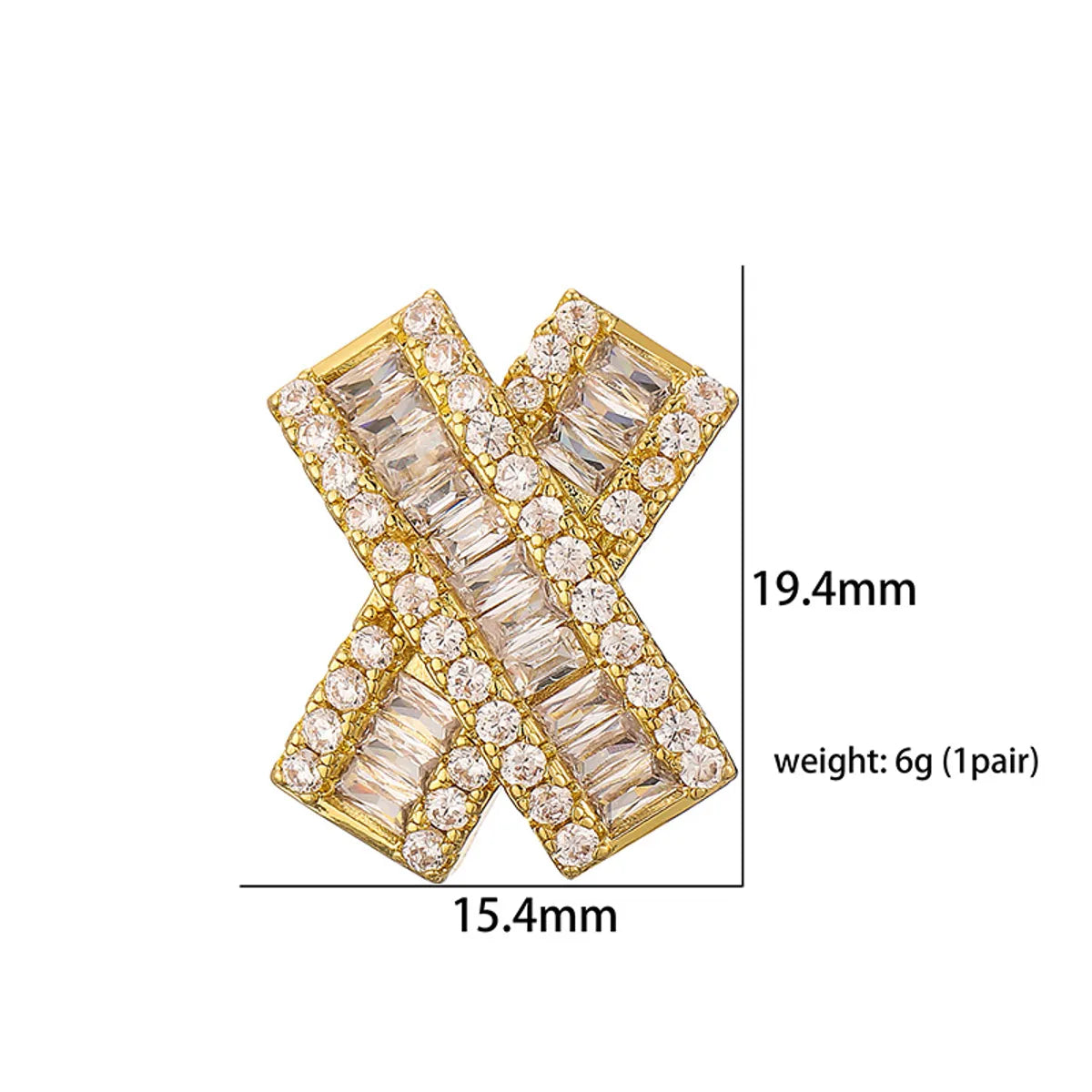 1 Pair Elegant Luxurious Color Block Plating Inlay Copper Zircon 18k Gold Plated Ear Studs