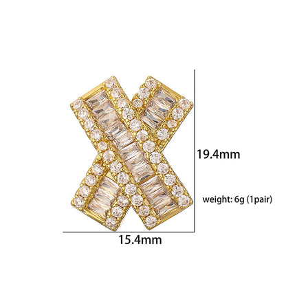 1 Pair Elegant Luxurious Color Block Plating Inlay Copper Zircon 18k Gold Plated Ear Studs