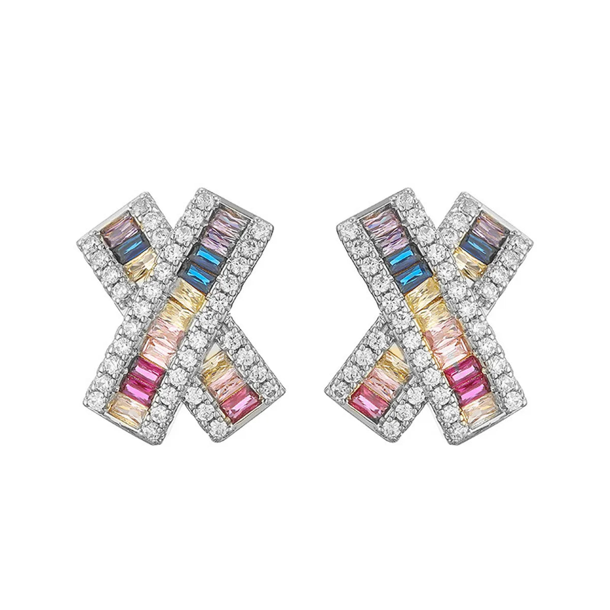 1 Pair Elegant Luxurious Color Block Plating Inlay Copper Zircon 18k Gold Plated Ear Studs