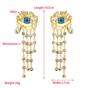 1 Pair Elegant Luxurious Eye Plating Inlay Alloy Resin Rhinestone Resin Rhinestones Gold Plated Drop Earrings