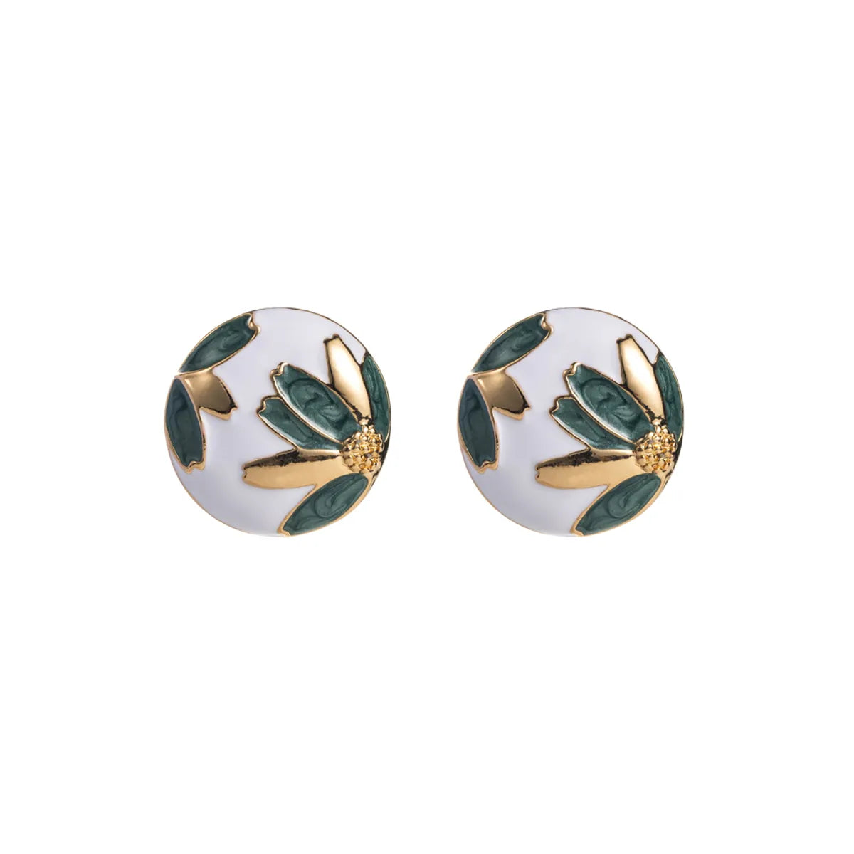 1 Pair Elegant Luxurious Flower Enamel Plating Inlay Alloy Zircon Gold Plated Ear Studs