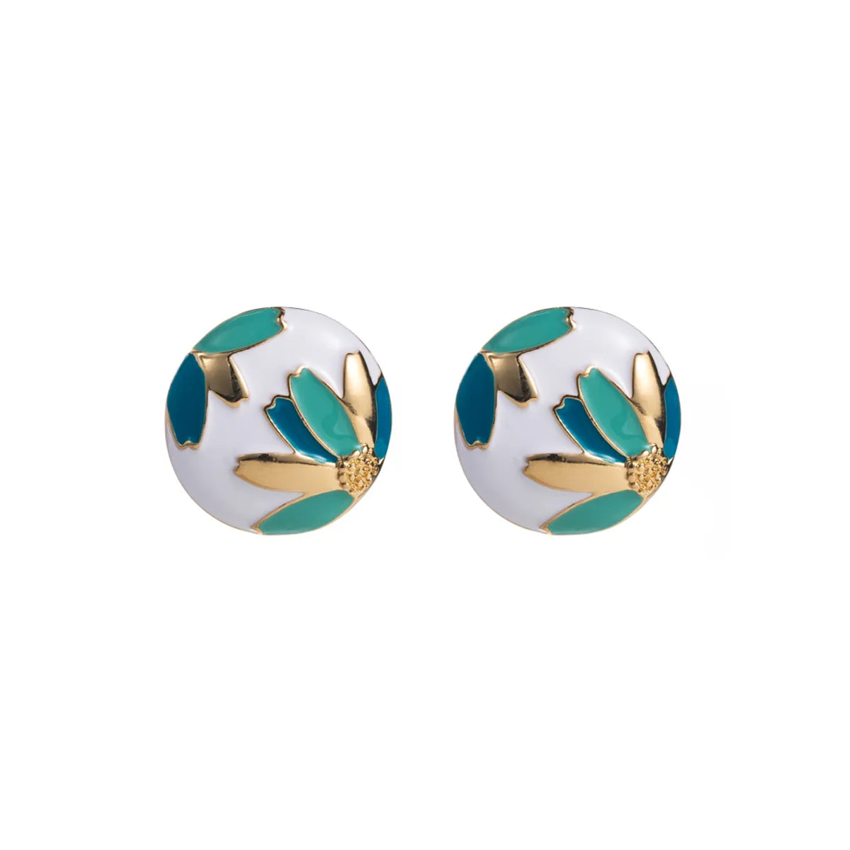 1 Pair Elegant Luxurious Flower Enamel Plating Inlay Alloy Zircon Gold Plated Ear Studs