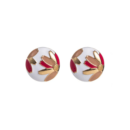 1 Pair Elegant Luxurious Flower Enamel Plating Inlay Alloy Zircon Gold Plated Ear Studs