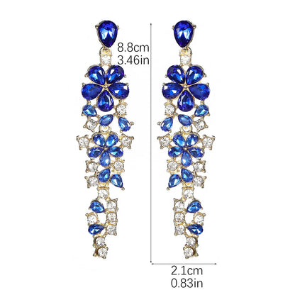 1 Pair Elegant Luxurious Flower Tassel Plating Inlay Alloy Rhinestones Zircon Drop Earrings