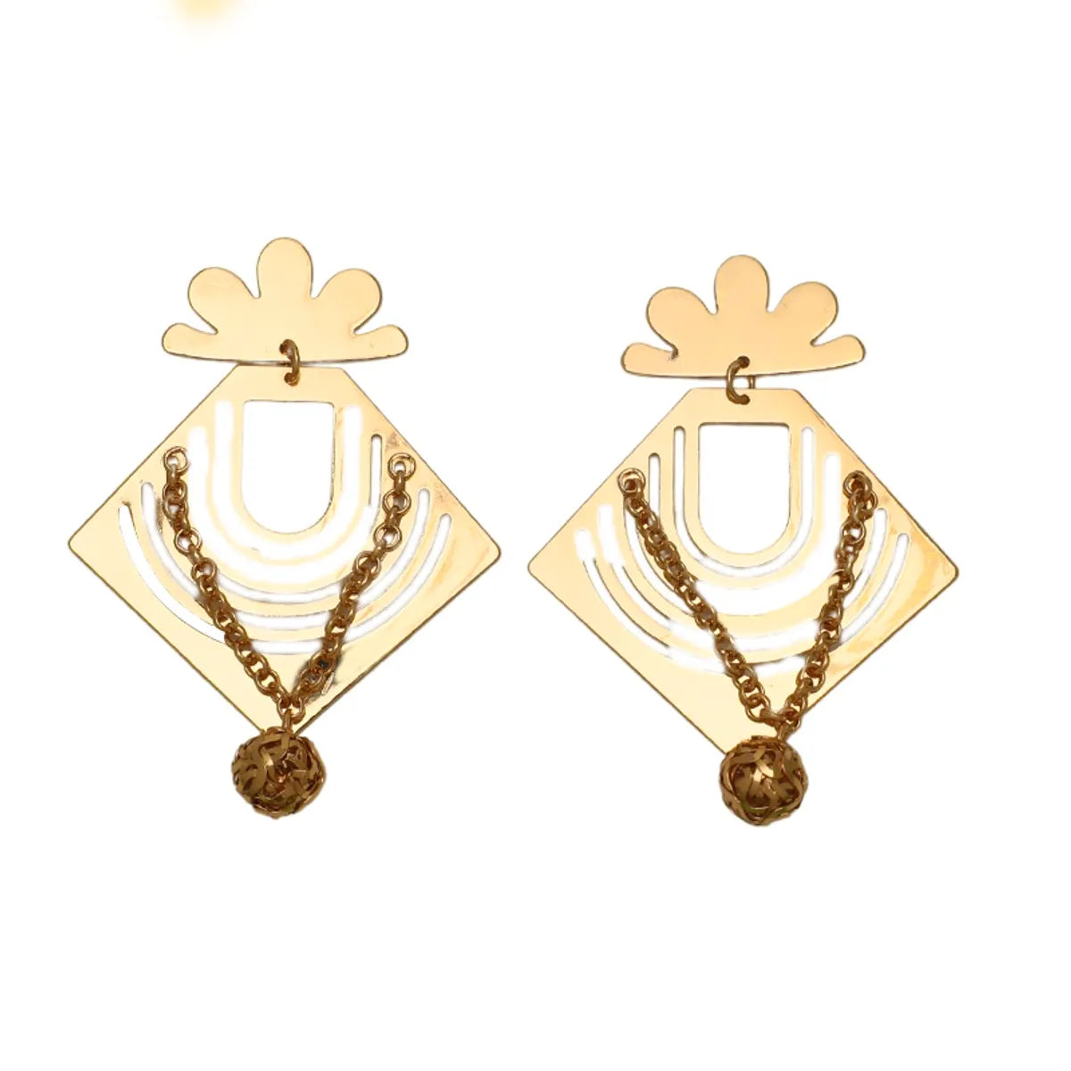 1 Pair Elegant Luxurious Geometric Hollow Out Alloy Drop Earrings