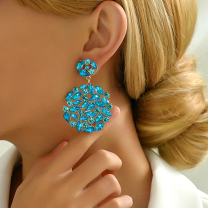 1 Pair Elegant Luxurious Geometric Plating Hollow Out Inlay Zinc Alloy Rhinestones Drop Earrings