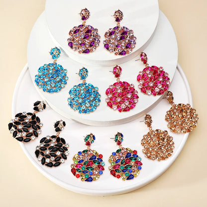 1 Pair Elegant Luxurious Geometric Plating Hollow Out Inlay Zinc Alloy Rhinestones Drop Earrings