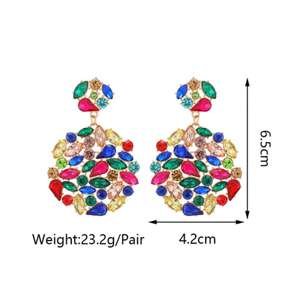 1 Pair Elegant Luxurious Geometric Plating Hollow Out Inlay Zinc Alloy Rhinestones Drop Earrings