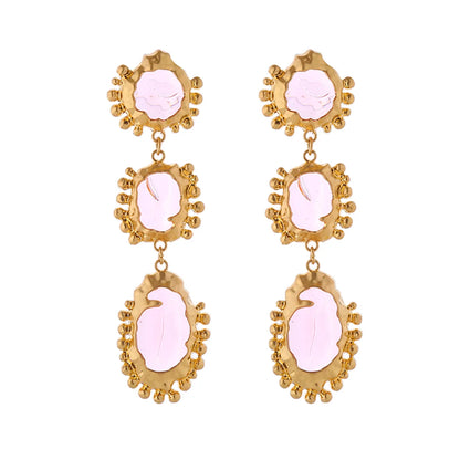 1 Pair Elegant Luxurious Geometric Plating Inlay Alloy Resin Gold Plated Drop Earrings