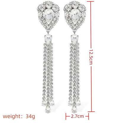 1 Pair Elegant Luxurious Geometric Plating Inlay Alloy Rhinestone Rhinestones Silver Plated Drop Earrings