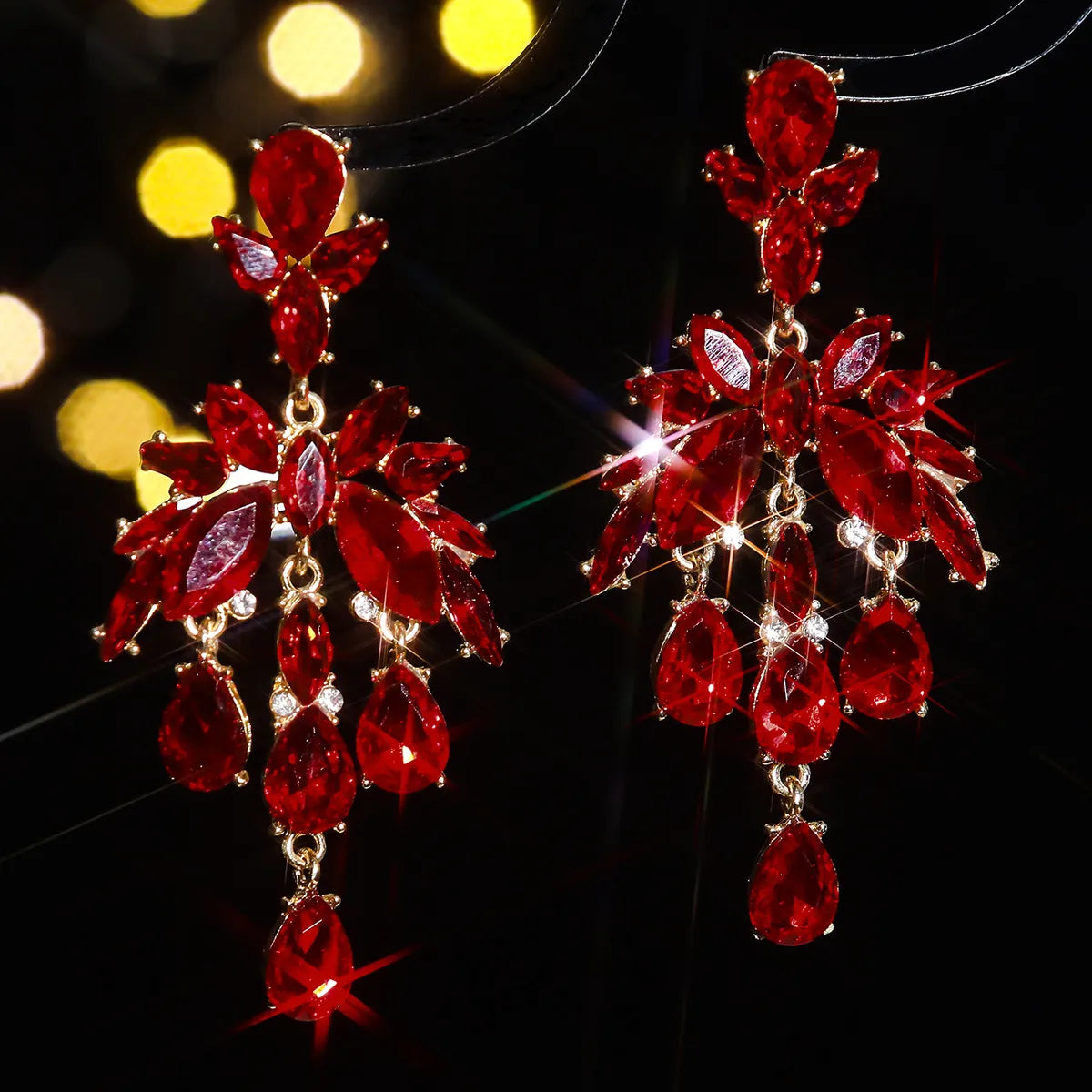 1 Pair Elegant Luxurious Geometric Plating Inlay Alloy Rhinestones Zircon Drop Earrings