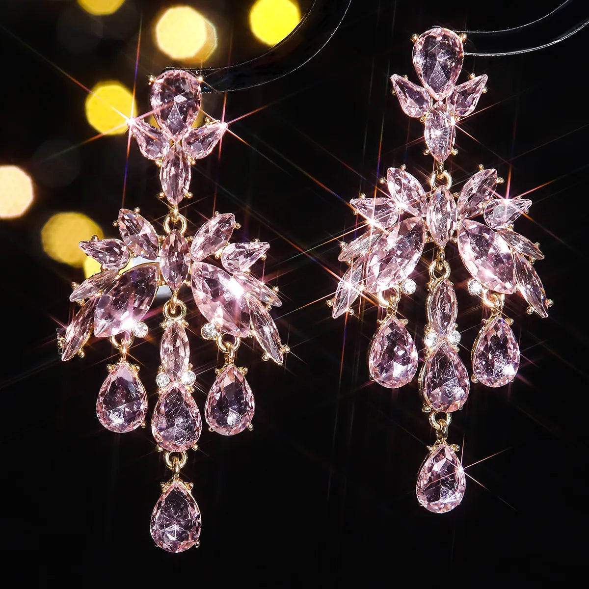 1 Pair Elegant Luxurious Geometric Plating Inlay Alloy Rhinestones Zircon Drop Earrings