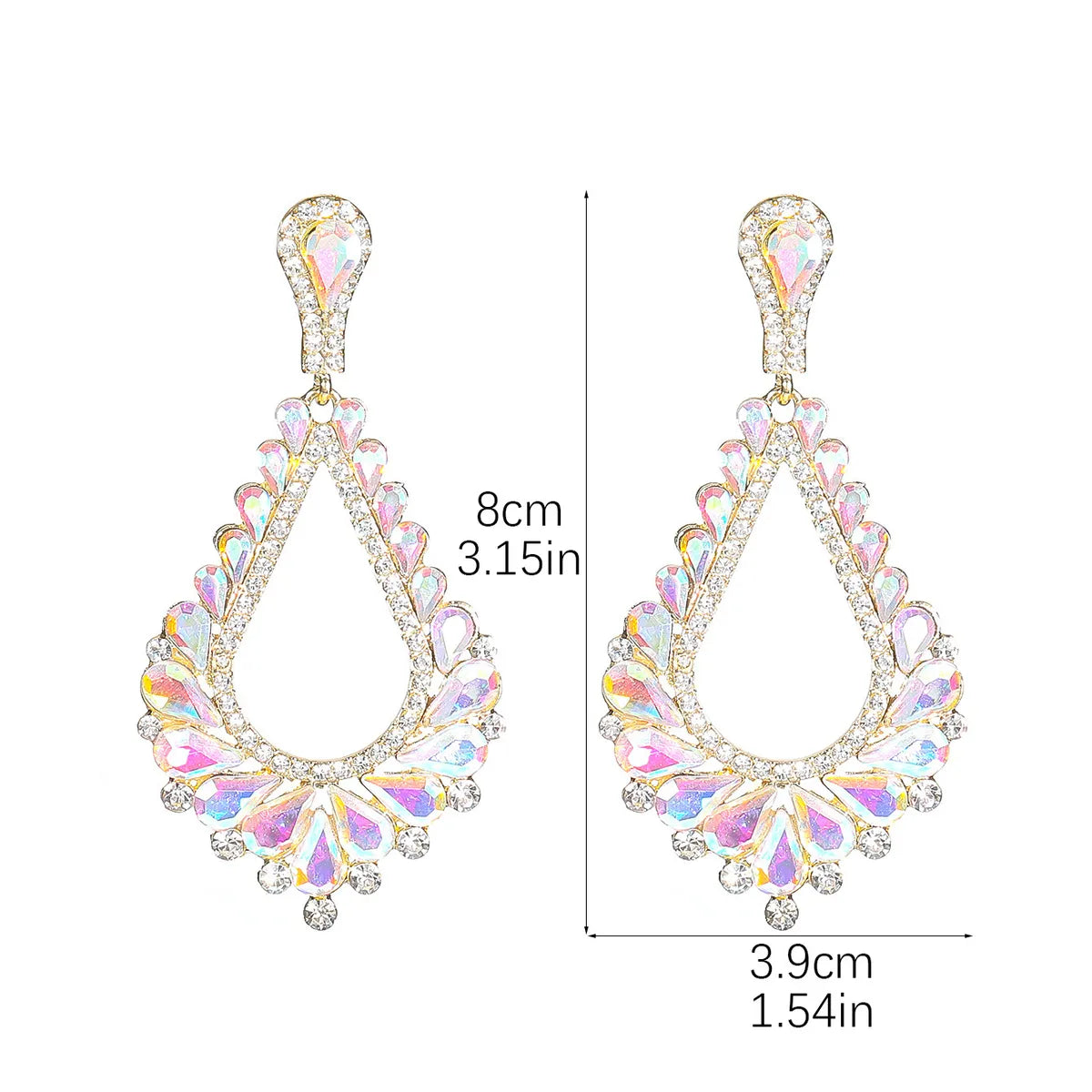 1 Pair Elegant Luxurious Geometric Plating Inlay Alloy Rhinestones Zircon Silver Plated Drop Earrings