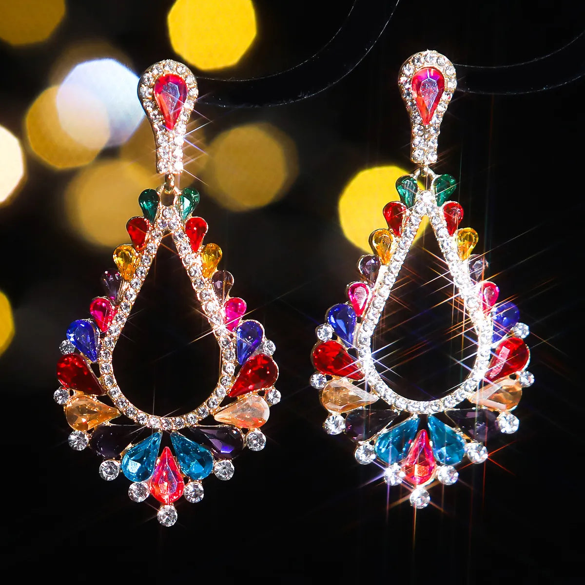 1 Pair Elegant Luxurious Geometric Plating Inlay Alloy Rhinestones Zircon Silver Plated Drop Earrings