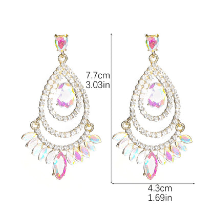 1 Pair Elegant Luxurious Geometric Plating Inlay Alloy Rhinestones Zircon Silver Plated Drop Earrings