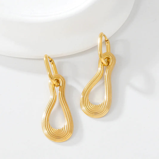 1 Pair Elegant Luxurious Gourd Plating 304 Stainless Steel 18K Gold Plated Drop Earrings