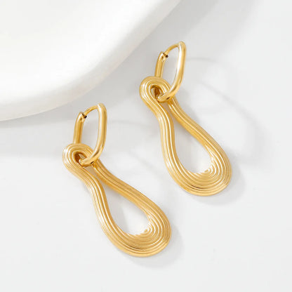 1 Pair Elegant Luxurious Gourd Plating 304 Stainless Steel 18K Gold Plated Drop Earrings