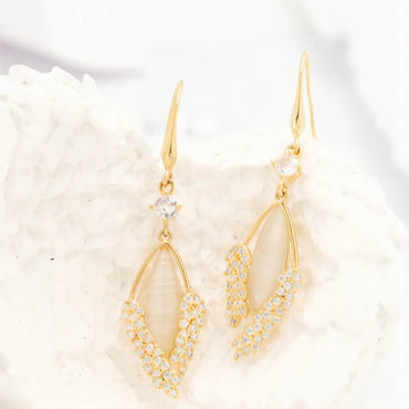 1 Pair Elegant Luxurious Grain Plating Inlay Copper Alloy Zircon 18k Gold Plated Drop Earrings