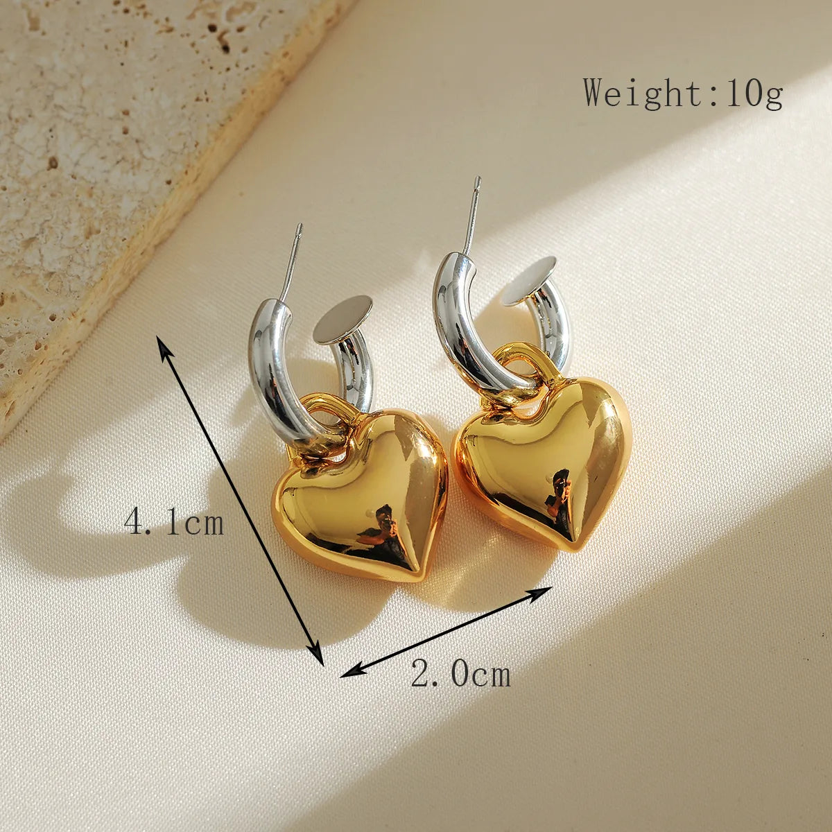 1 Pair Elegant Luxurious Heart Shape Plating Copper 18K Gold Plated Drop Earrings