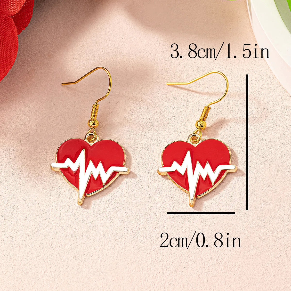 1 Pair Elegant Luxurious Heart Shape Zinc Alloy Drop Earrings